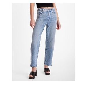 Express High Waisted Medium Wash Relaxed Straight Ankle Jeans